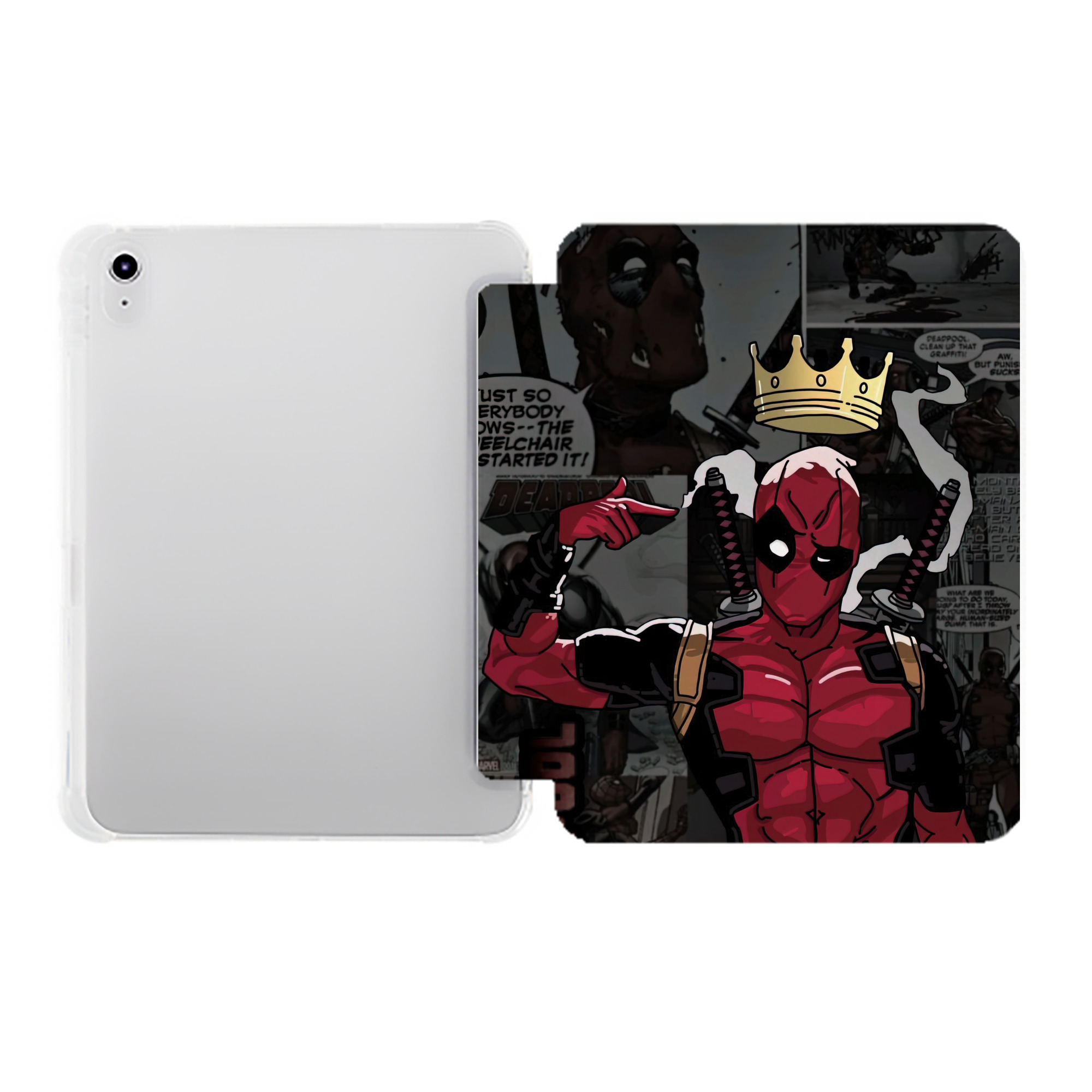 （画像用） Deadpool デッドプール IPad ケース ペン収納付き 三つ折りスタンド PUレザー×シリコン 対応機種9.5/10.5/10.9インチ